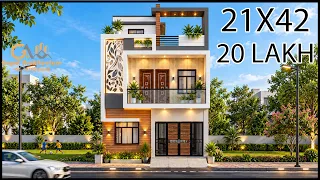 “₹20 लाख में 2 Floor House Design With 2 Car Parking 😲, 21X42 2 Floor House Design"