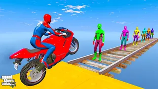 الرجل العنكبوت يعبر جسر سبايدرمان الاصفر سبايدرمان الخضر وسبايدرمان الملون SPIDERMAN COLOR PARKOUR