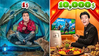 تحدي خيمة بـ1$ 🤯 مقابل 10,000$ 🤑 بلال ( راح فيها ) 🤕 !