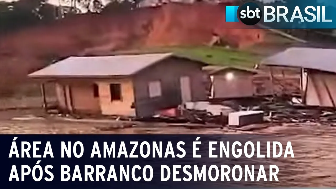 Seca no Amazonas: Barranco desmorona, destrói comunidade e deixa 2 mortos | SBT Brasil (02/10/23)