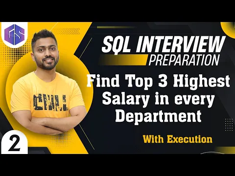 Top 3 Highest Salary in every Department | 🔝Interview Questions SQL - YouTube thumbnail