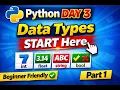 Python Data Types Introduction int float string bool Explained Day 3