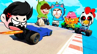 GTA V: ¡5 NOOBS VS SÚPER MEGA RAMPA 99.9% IMPOSIBLE! 😡🔥 Carreras de GTA V con RiusPlay 🐣🚘