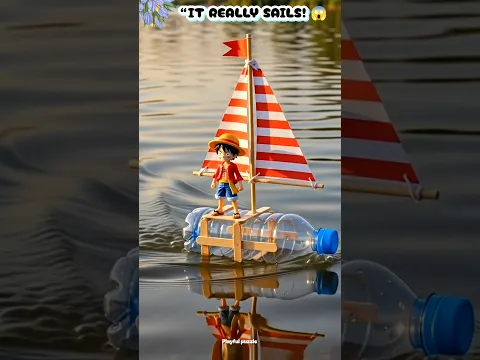 Diy boat sailing craft with bottle ⛵ Easy kids Craft 😱 #youtubeshorts #kidscraft #trending #diy #fun