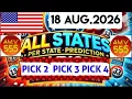 Pick 2 3 4 ALL States Per U S State Predictions for 18 Aug 2026 AMV 555
