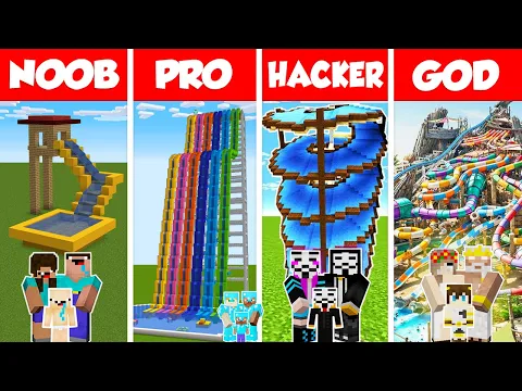 Download MP3 Minecraft FAMILY WATER PARK BUILD CHALLENGE - NOOB vs PRO vs HACKER vs GOD / Animation