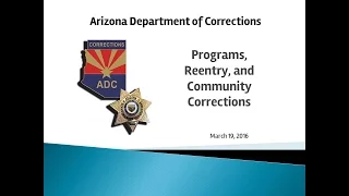 Arizona Department of Corrections Programs Reentry and Community Corrections