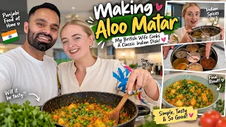 My BRITISH WIFE Making Aloo Matar 🇮🇳🥘| Potato Peas Curry Recipe!