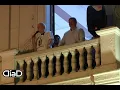 Ricardo Belmont makes a grand entrance from the balcony in Plaza San Martin The second round wi