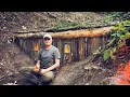 Lagu Bouw van een ondergronds huis in het bos. Geheim huis. Overlevingsopvang. Aflevering 1