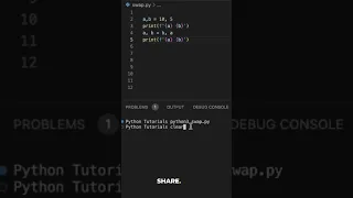 Python Trick Swap Variable Values in One Line - Under 50 Seconds Tutorial