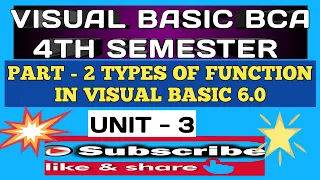 PART - 2 Types of function in visual basic 6 0