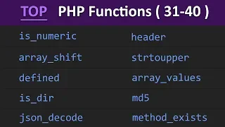 TOP 100 PHP Functions 31 - 40 Learn PHP Programming