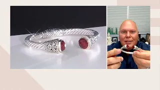 Artisan Crafted by Robert Manse SS 18K Cable Dome Gemstone Cuff Bracelet on QVC