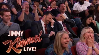 sacha baron cohen shows extremely graphic movie clip to kimmel audience