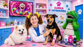 MILENINHA VIRA VETERINÁRIA por UM DIA INTEIRO para CUIDAR da BELINHA e da MILI que estão com DODÓI!!