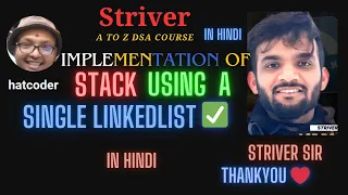 stack using linkedlist Striver A to Z dsa course in hindi