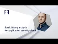 Static binary analysis for application security check