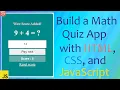 Quiz App using HTML CSS and JavaScript JS Quiz App JavaScript Project Math Quiz Website