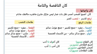 ملخص درس كان التامة والناقصة الصف الأول الثانوى 2024 