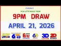 Lotto Results Today 9pm April 21 2026 PCSO