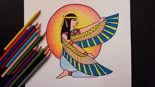 رسم الفن المصري القديم رسم الفن الفرعوني رسم قلادة فرعونية رسم الفراعنه 