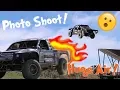 Hailie broke her race truck Toyota photoshoot