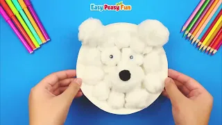 Polar Bear Paper Plate and Cotton Craft