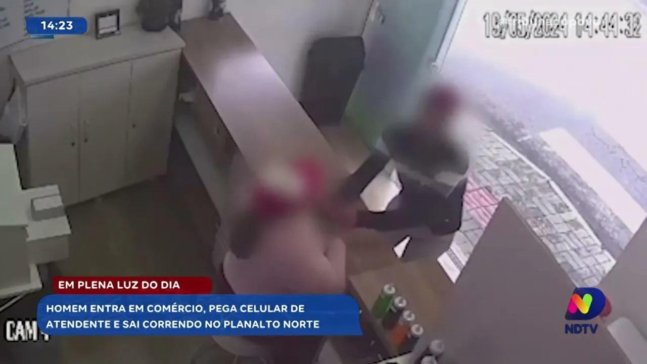 Furto em plena luz do dia: homem rouba celular de atendente no Planalto Norte