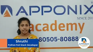 Testimonial from Shruthi on Python Full Stack Developer at Apponix Technologies