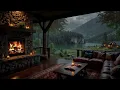 NO ADS ⛈️ Gentle Forest Porch Rain 🌧️ Soft Rain & Fireplace 🔥 Healing Sounds for Focus & Relaxation