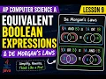 AP Computer Science A - Lesson 9 Equivalent Boolean Expressions De Morgan s Laws in Java