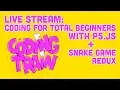 Coding Train Live Coding for Total Beginners with p5 js Snake Game Redux