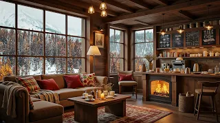 Cozy Wooden Mountains Hut In Winter Relaxing Jazz Music Background For Study Work Sleep 