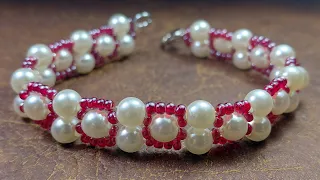 Linda Pulsera de Perlas y Mostacillas...Clase #667!!!