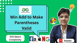 Min Add to Make Parentheses Valid - NO STACK GFG POTD
