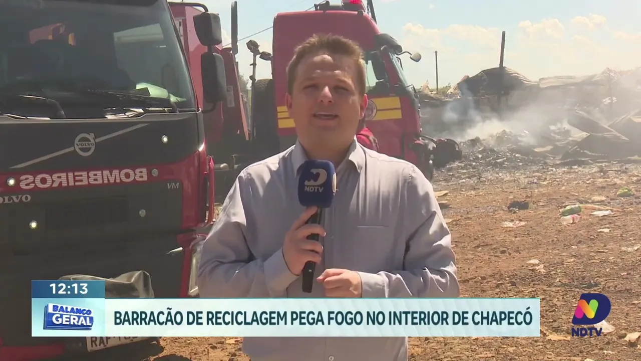 Incêndio Destrói Barracão de Reciclagem no Interior de Chapecó