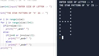 PYTHON PATTERN PROGRAM PRINT STAR IN H LETTER