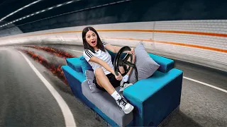 حولت كنباية الى سيارة الكترونية ومقلبت الناس 