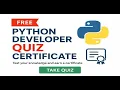 Python Skills Test Free Certificate 10-Q Quiz Grade A Show to Employers