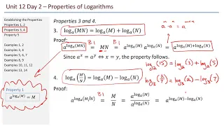 Math 140A Unit 12 Day 2 - 6 5 Properties of Logarithms 1-4