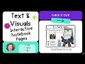 Fiction Text Visuals Interactive Notebook Pages