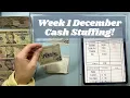 First Cash Envelope Stuffing for December Full-Time Income Budget Week 1