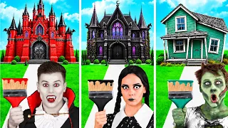 Izazov Kuće u Jednoj Boji Wednesday protiv vampira protiv Zombija | Ideje za Kreativne Sobe Fun Teen