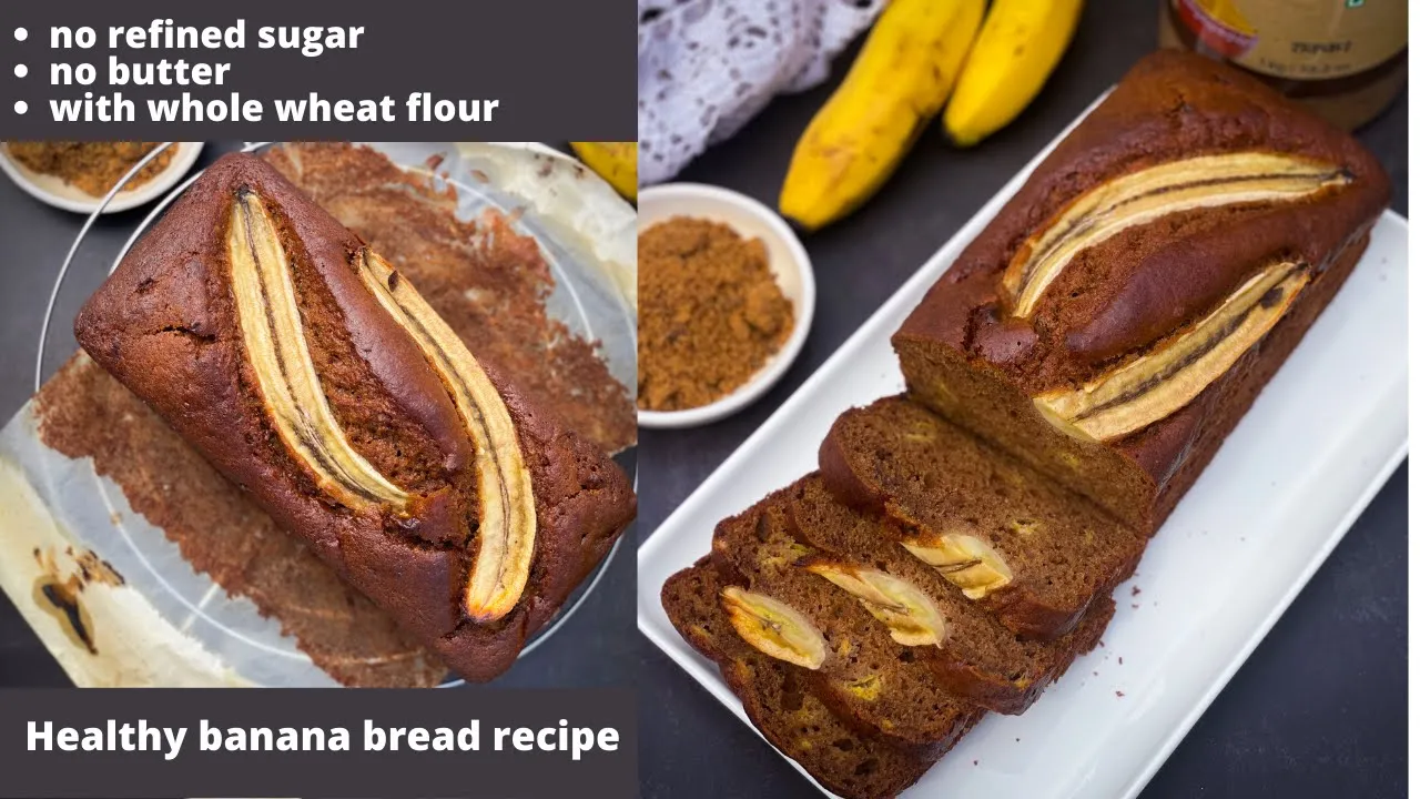 How to bake Low-Calorie Guilt Free, Refined Sugar Free Banana Bread   Healthy Banana Bread Recipe