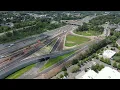 Aerial views of construction at the interchange in Meriden