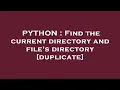 PYTHON Find the current directory and file s directory