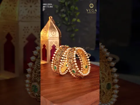 Royal Deep Nakshi Gold Bangles with Pearls! 🦚✨ Antique Bridal Kadas | Vega Jewellers #shorts