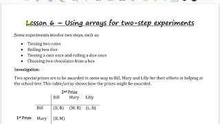 Using arrays for two-step chance experiments - Year 10 5 3 Mathematics