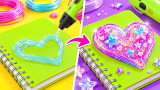 सबसे प्यारा स्कूल सामान! 🖋️🌸 मिनी DIY क्राफ्ट्स और स्कूल हैक्स | 123 GO! CHALLENGE